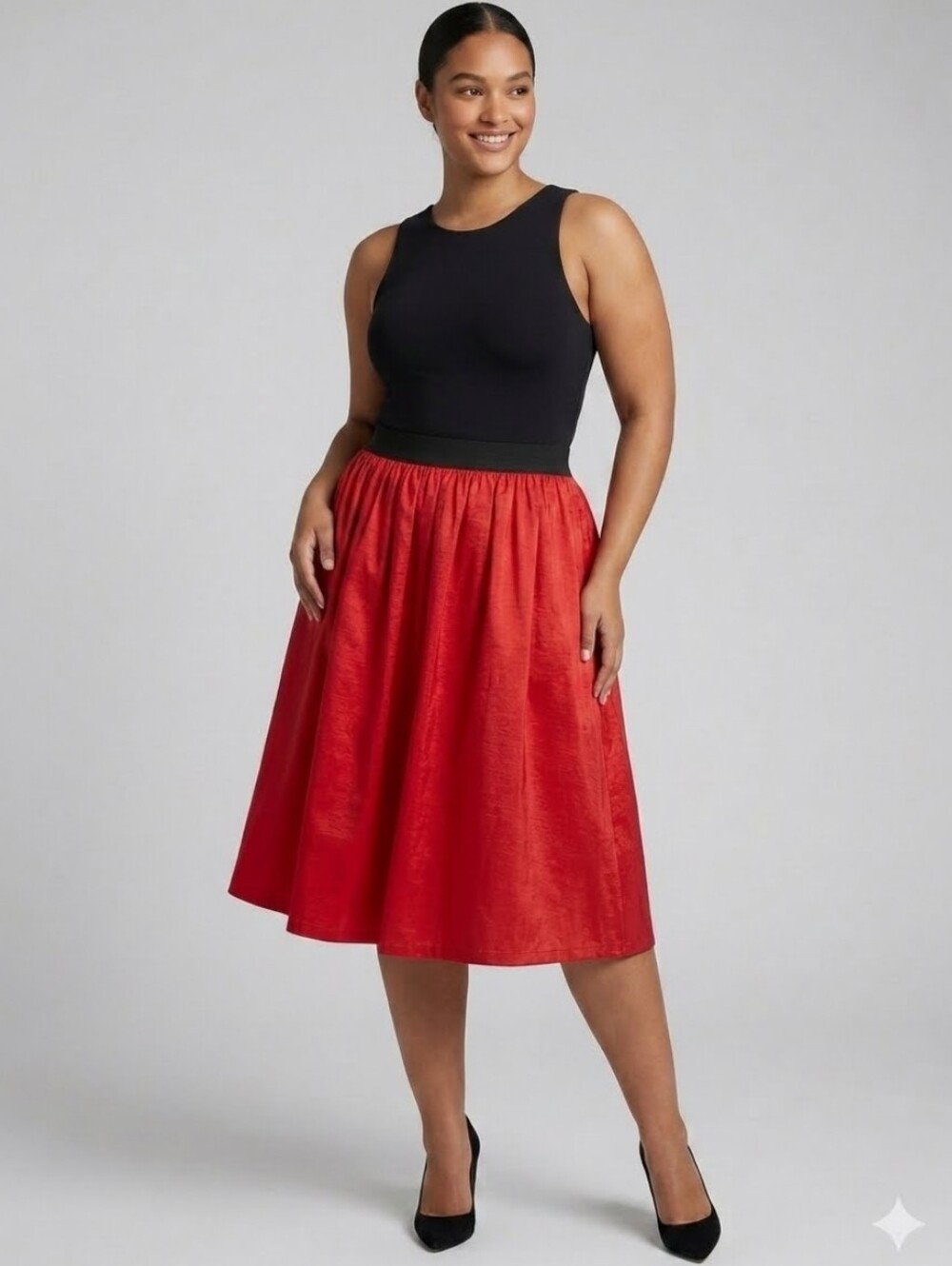 Torrid Red Taffeta Aline Midi, BNWT, Size M